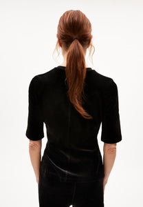 Traslaraa Velvet Rouched Top In Black