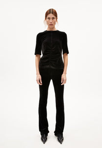 Traslaraa Velvet Rouched Top In Black