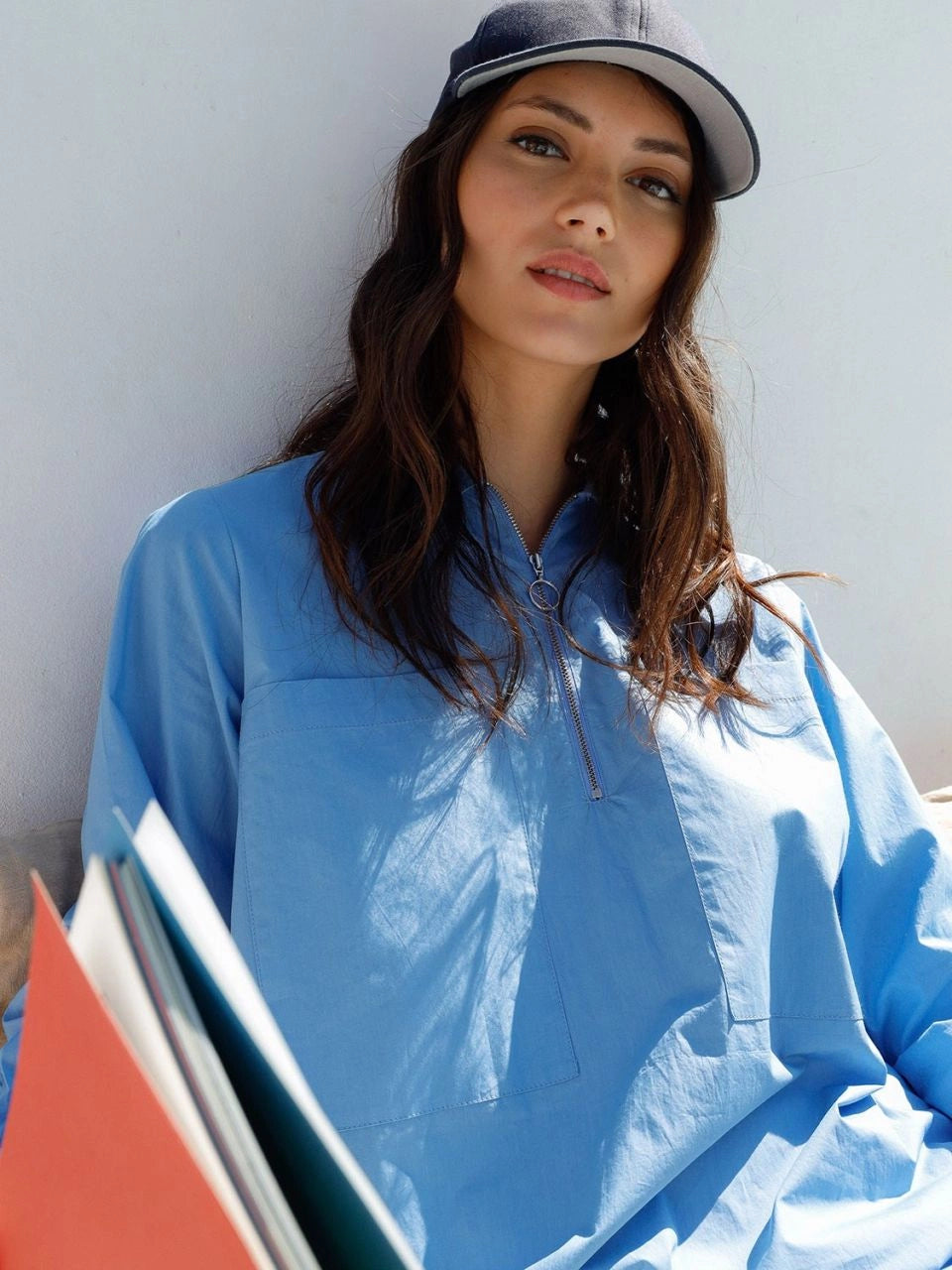 Poplin Shirt Dress In Blue