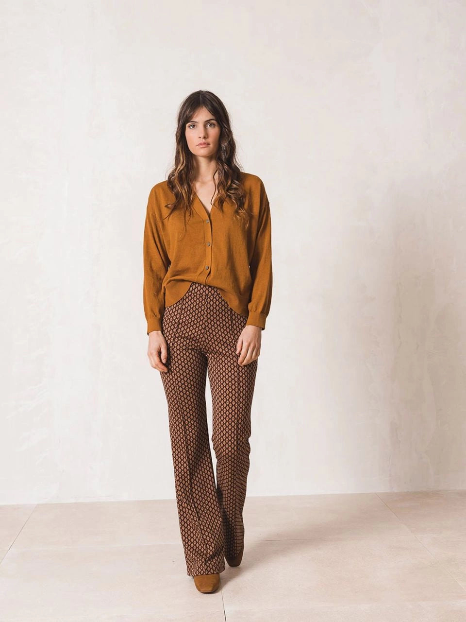 Flared Jacquard Trousers