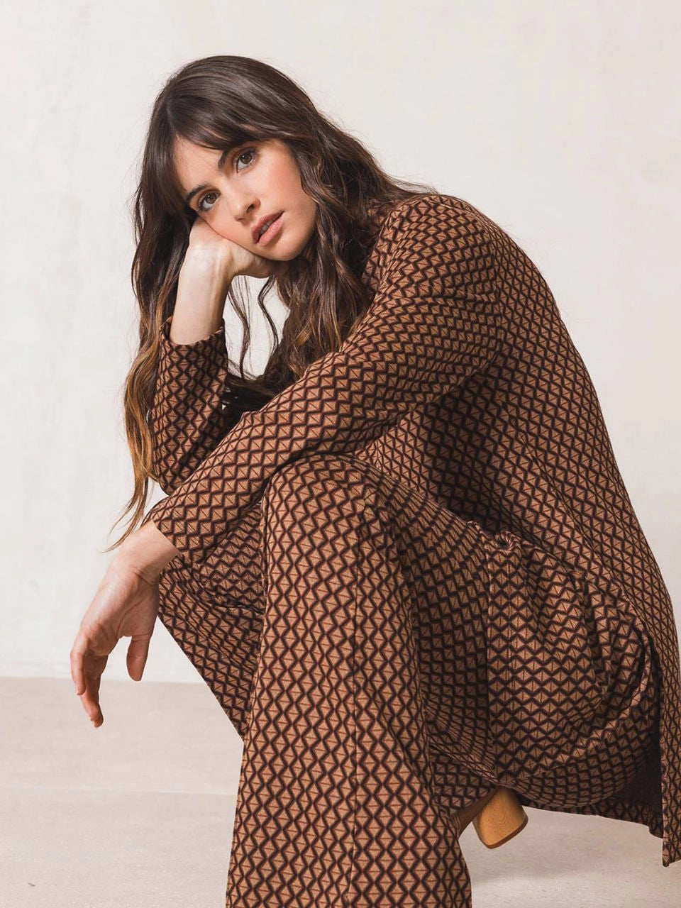 Flared Jacquard Trousers