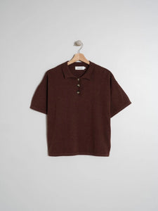 Knitted Polo Shirt In Brown Rust