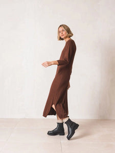 Knitted Maxi Dress In Brown Rust