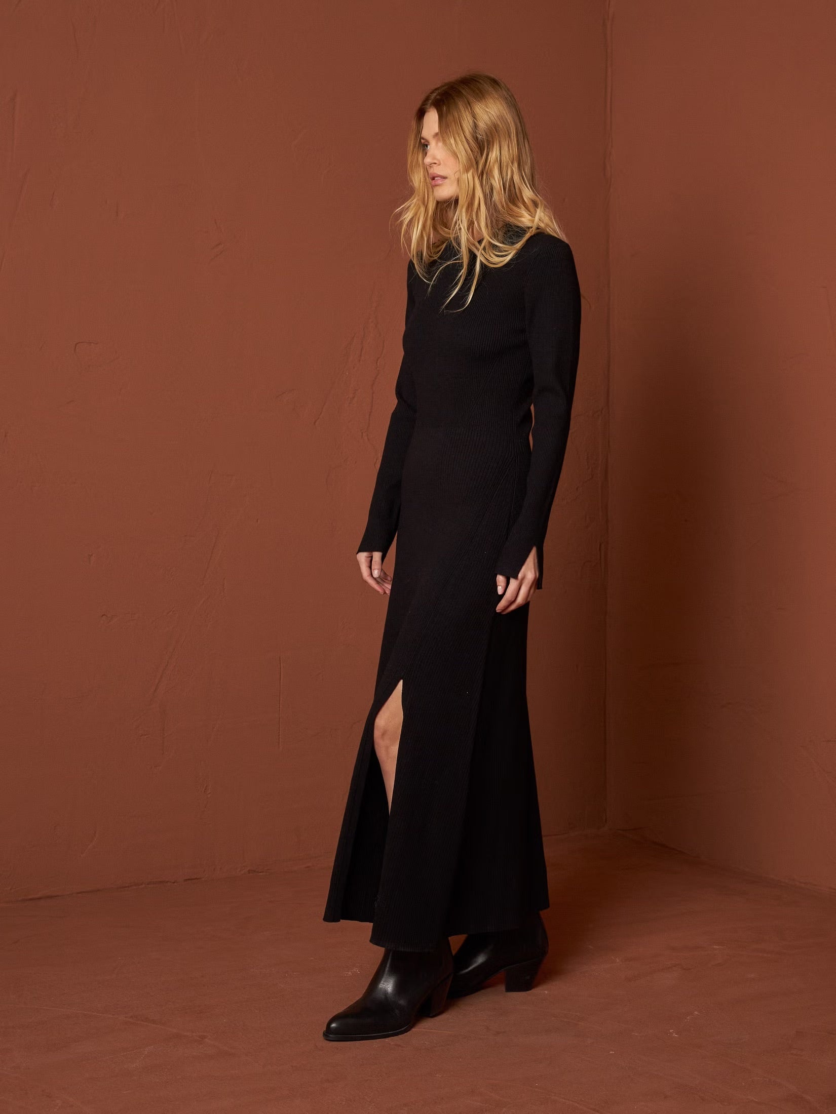 Maxi Knitted Dress In Black