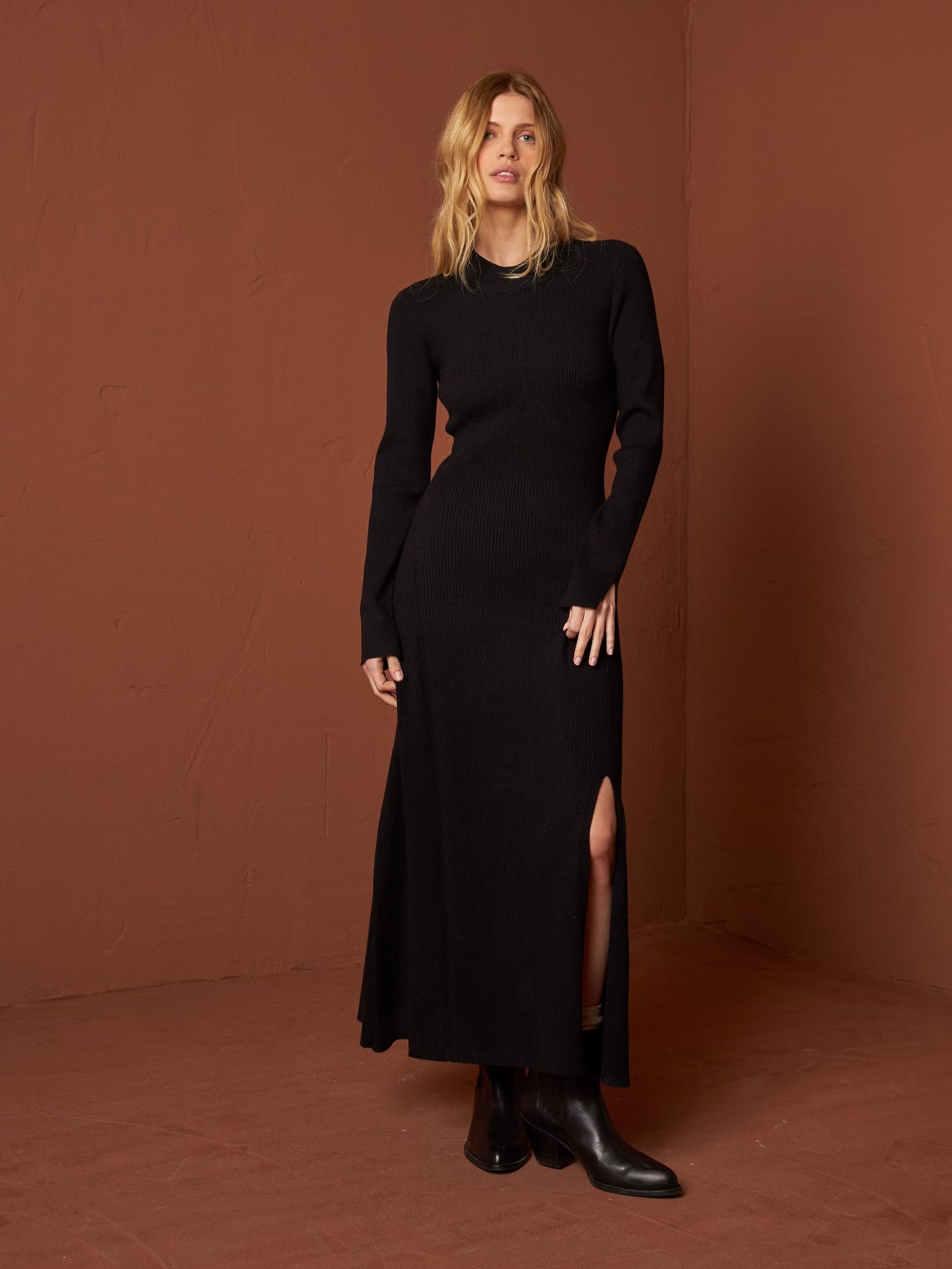 Maxi Knitted Dress In Black