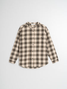 Checkered Cotton Oversized Shirt In Safari Green