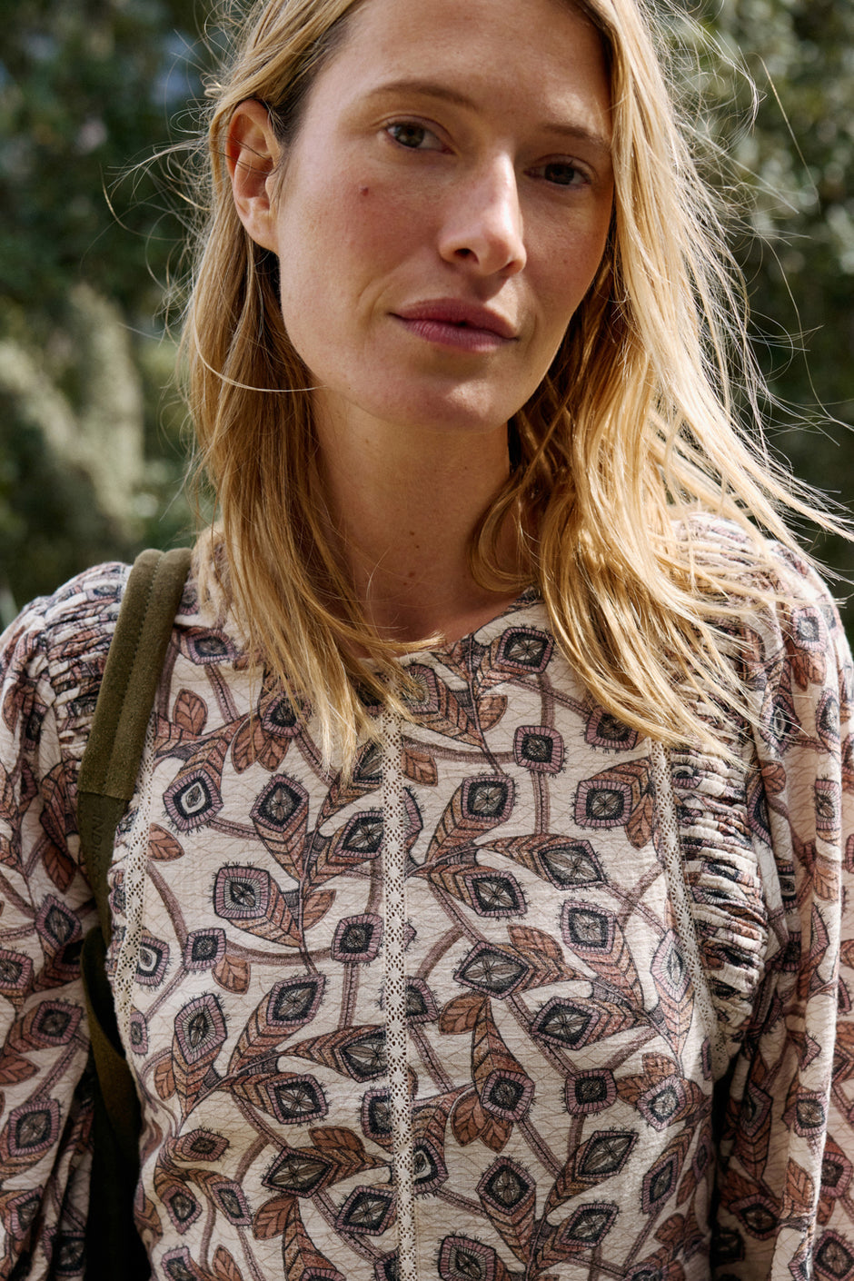Crepe Fall Leaf dress In Beige