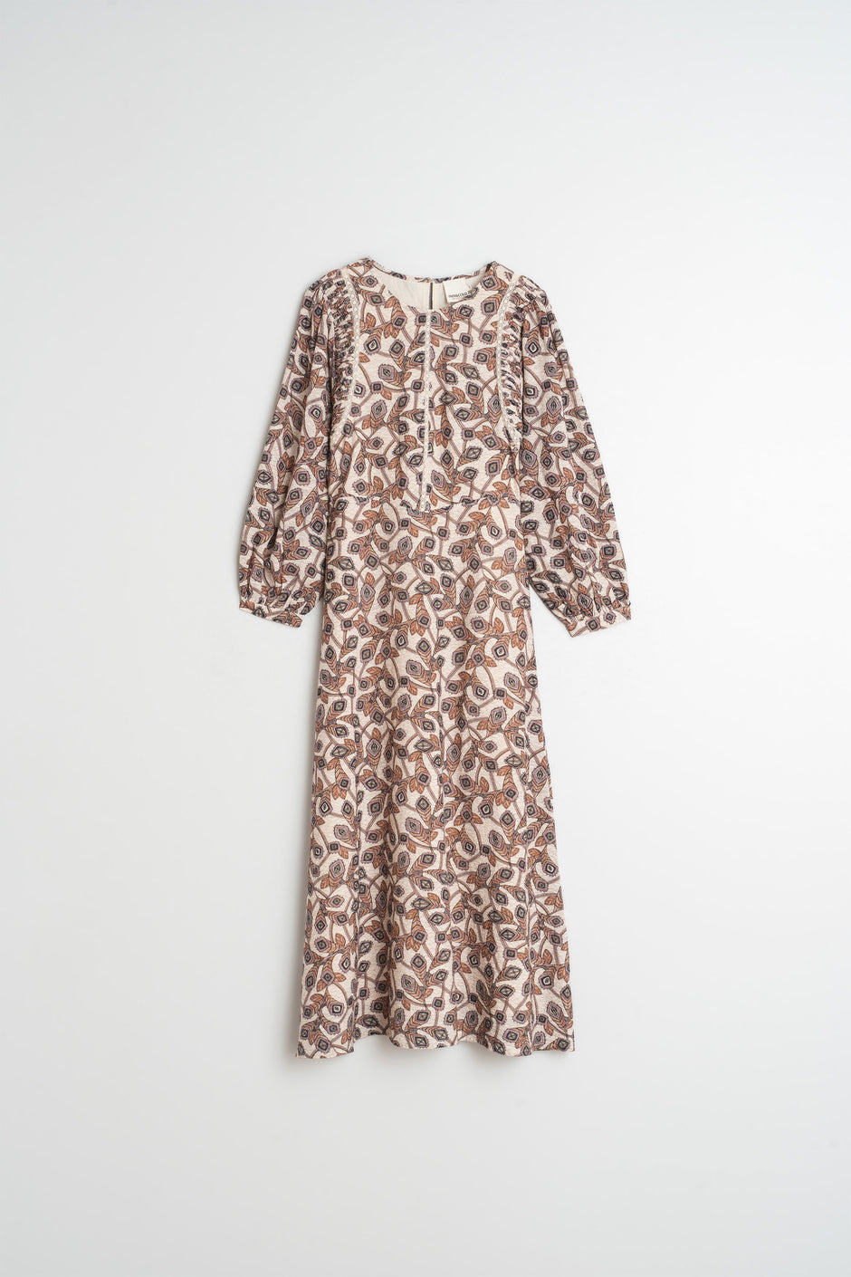 Crepe Fall Leaf dress In Beige