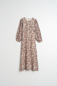 Crepe Fall Leaf dress In Beige