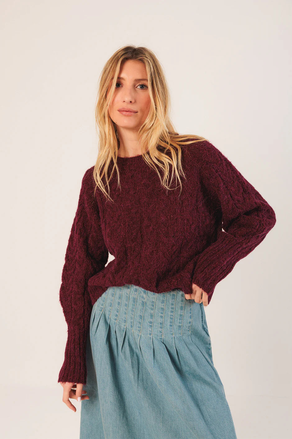 Cable Knit Cropped Sweater