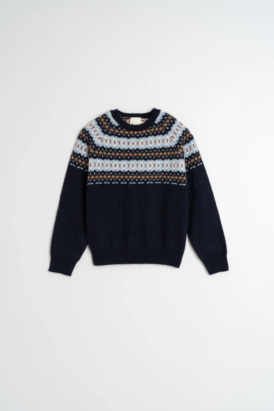 Jacquard Border Sweater In Navy