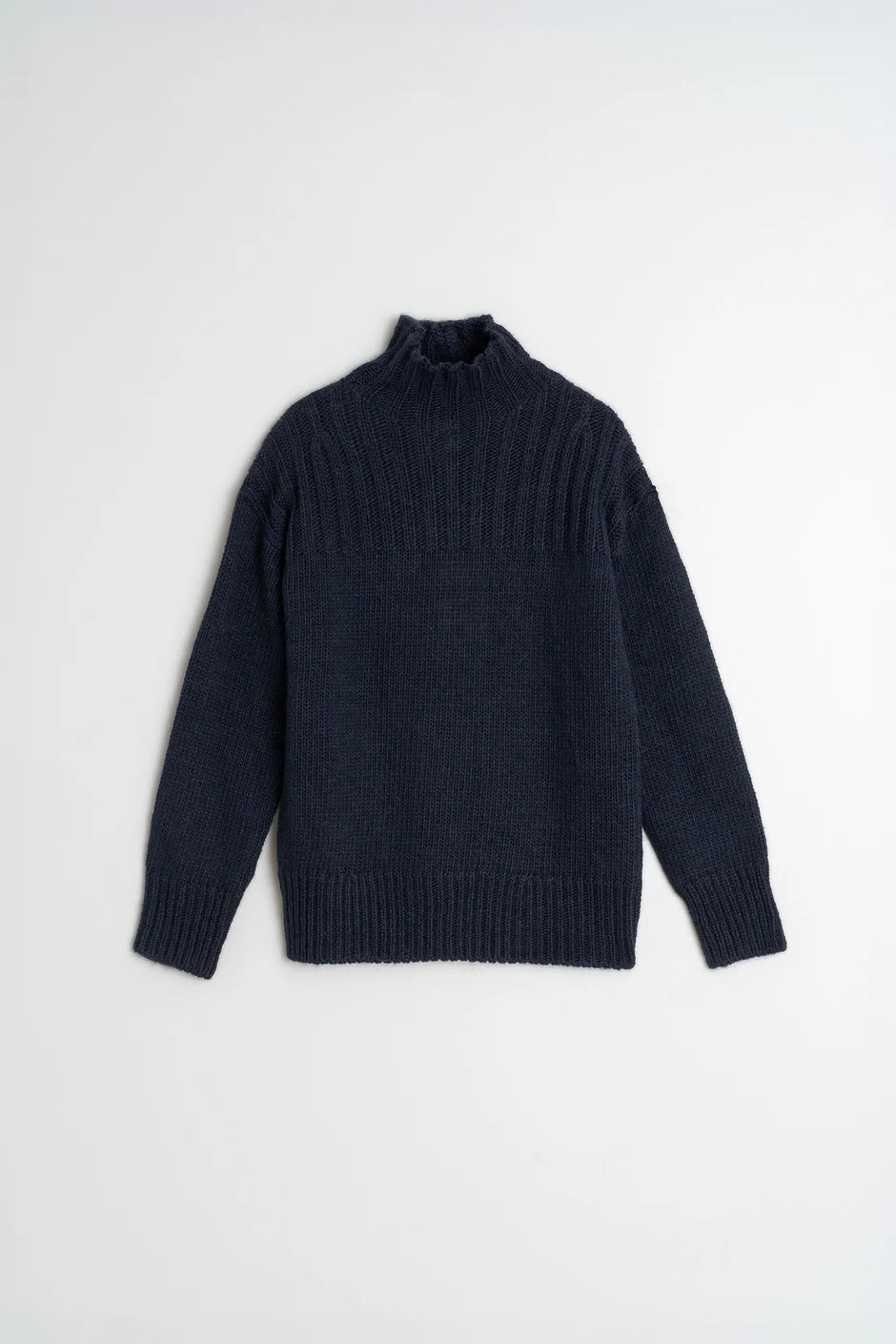 Mockneck Knitted Sweater In Navy