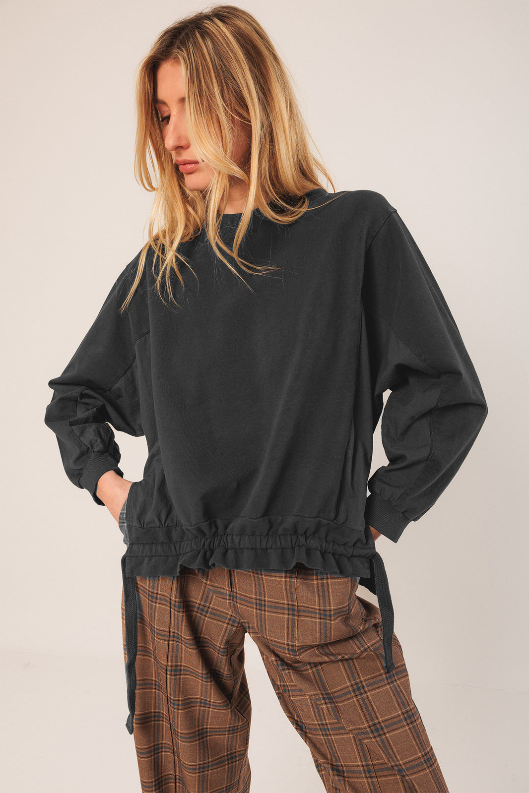 Cotton Terry Looped Sweatshirt In Antracita