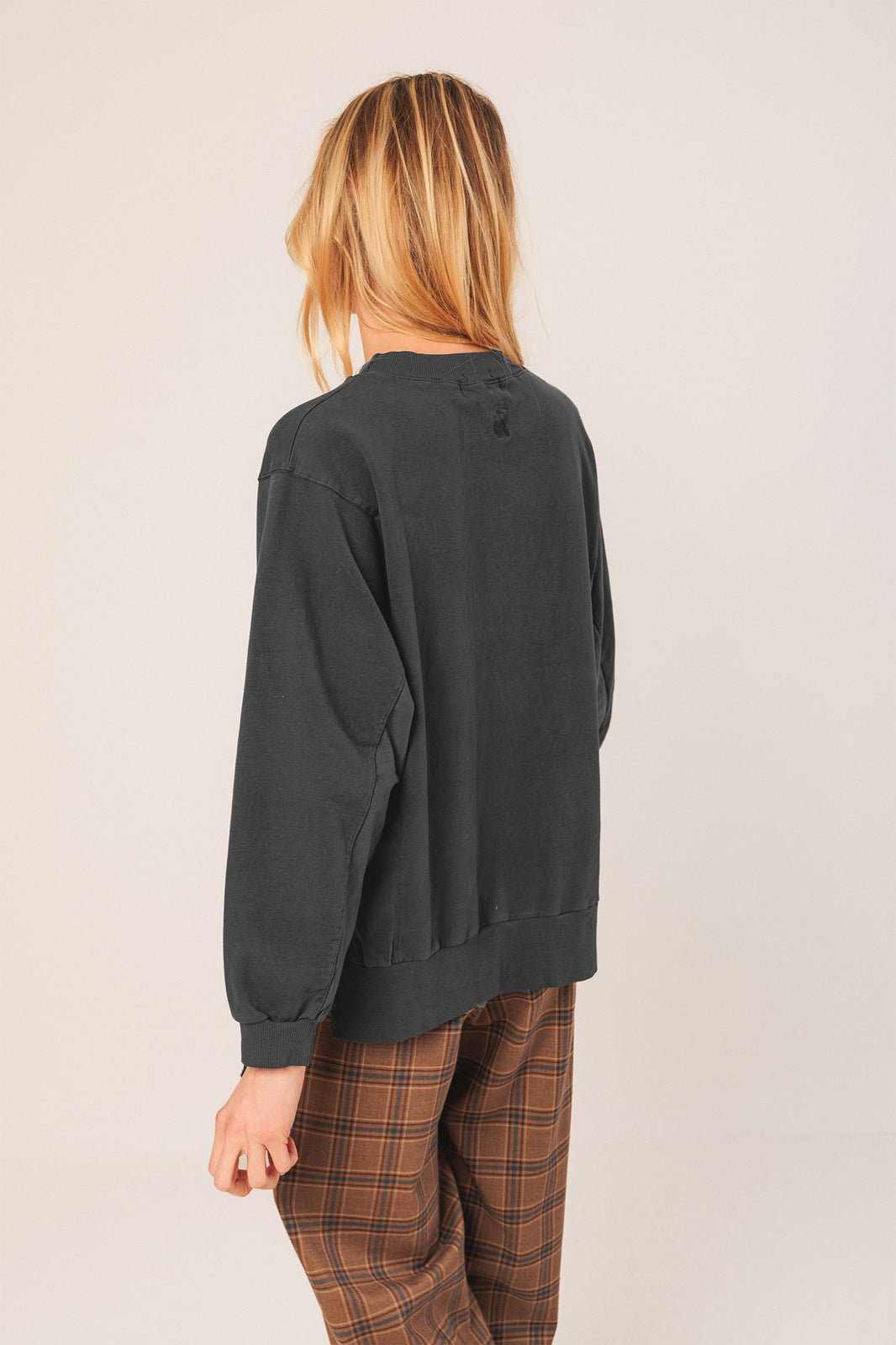 Cotton Terry Looped Sweatshirt In Antracita