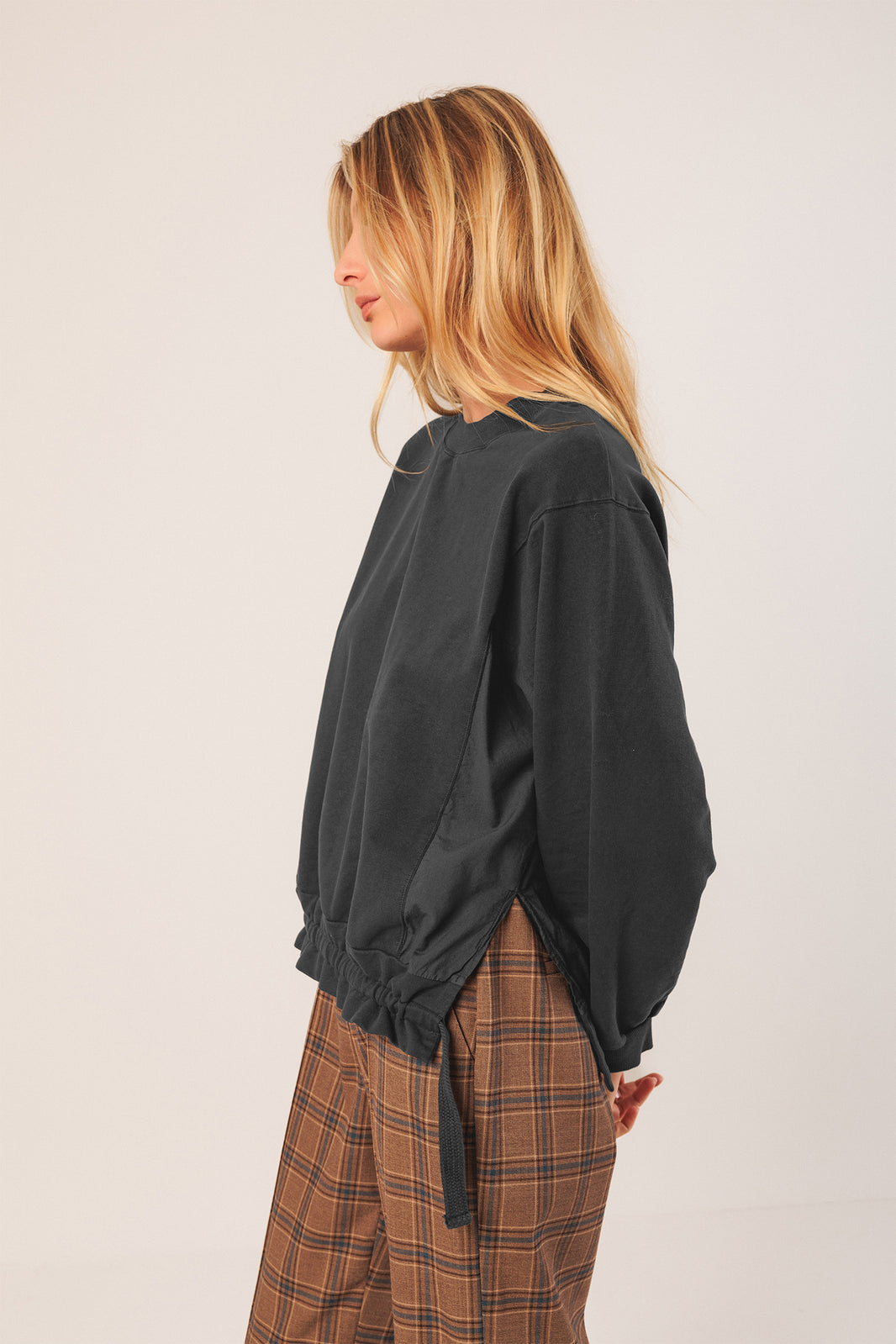 Cotton Terry Looped Sweatshirt In Antracita
