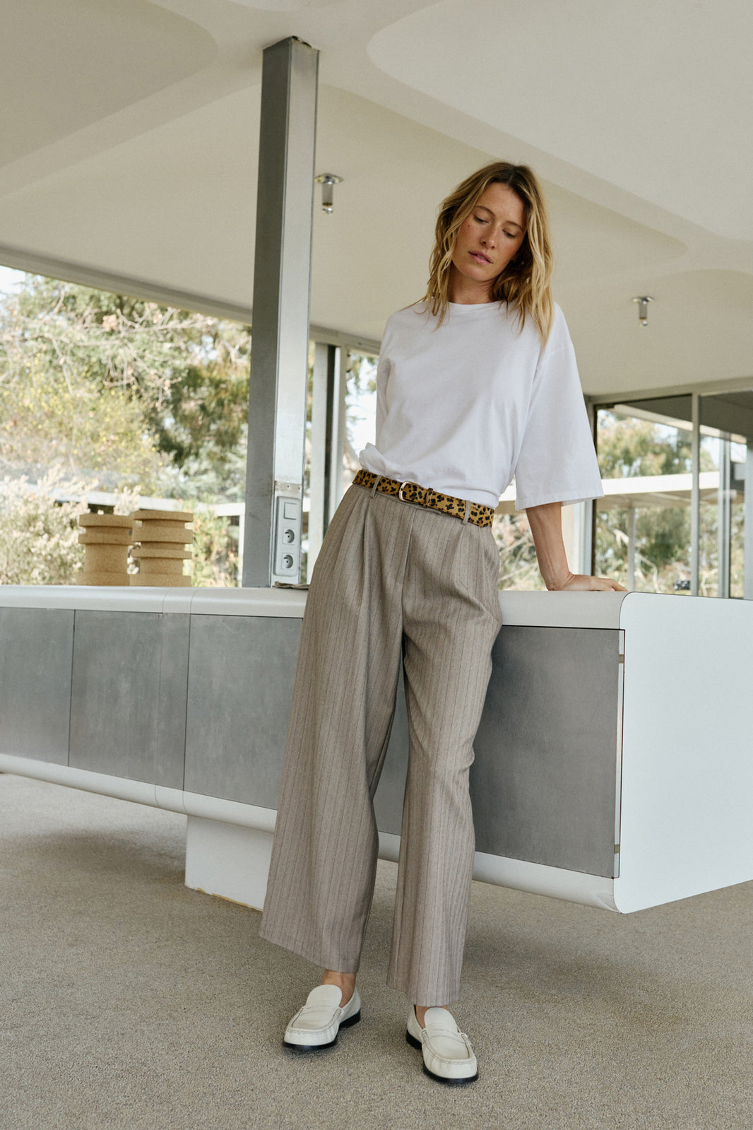 Cotton Drop Sleeve T-Shirt In White