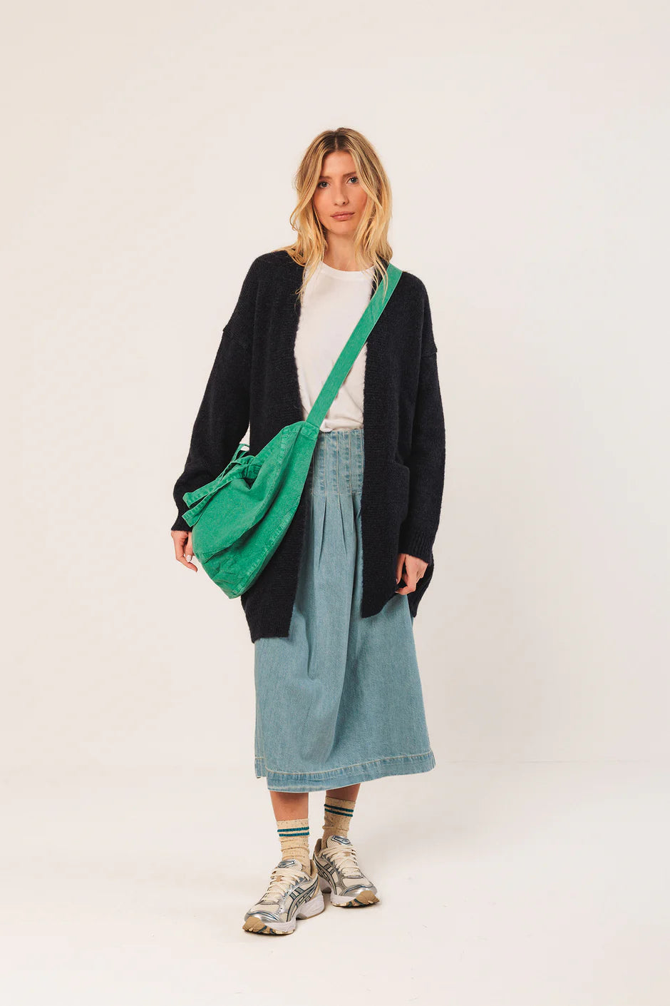 Long Mohair Cardigan In Navy