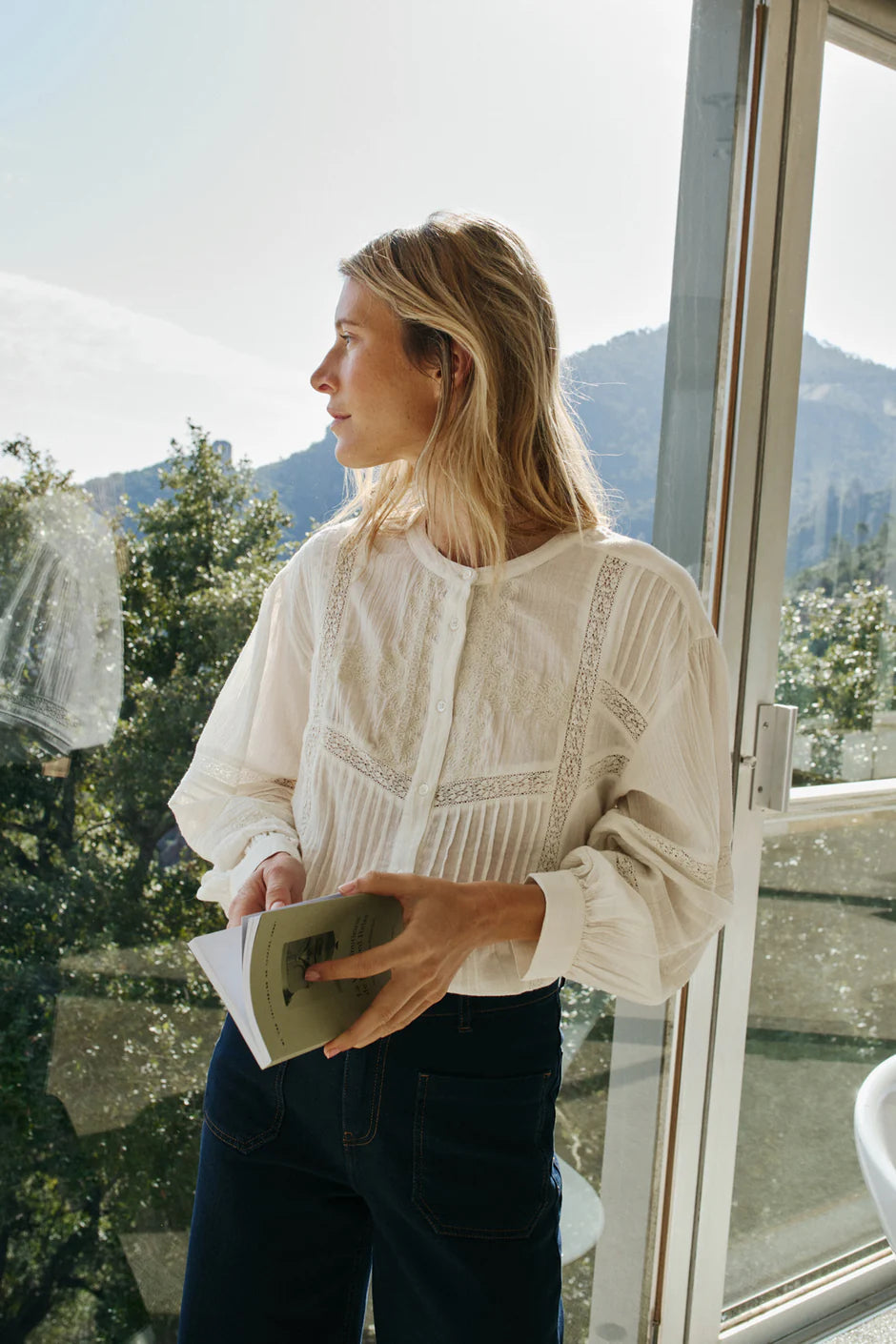 Embroidered Blouse In Ivory