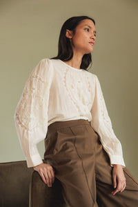 Romantic Embroidered Blouse In White