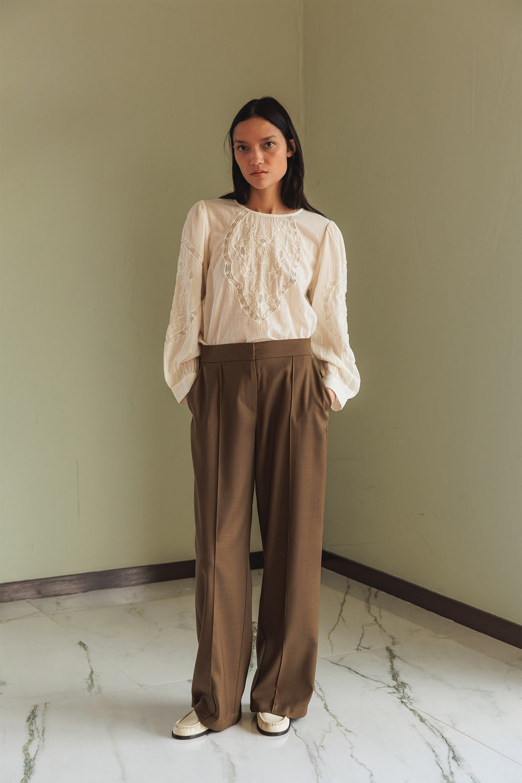 Romantic Embroidered Blouse In White