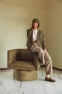 Lapel Crop Blazer In Mink