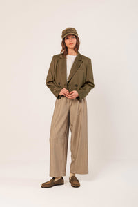 Lapel Crop Blazer In Mink