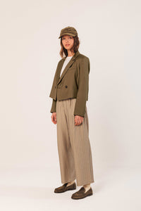 Lapel Crop Blazer In Mink