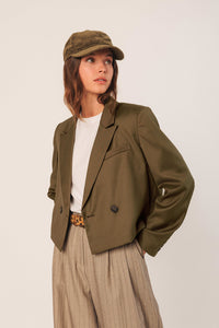 Lapel Crop Blazer In Mink