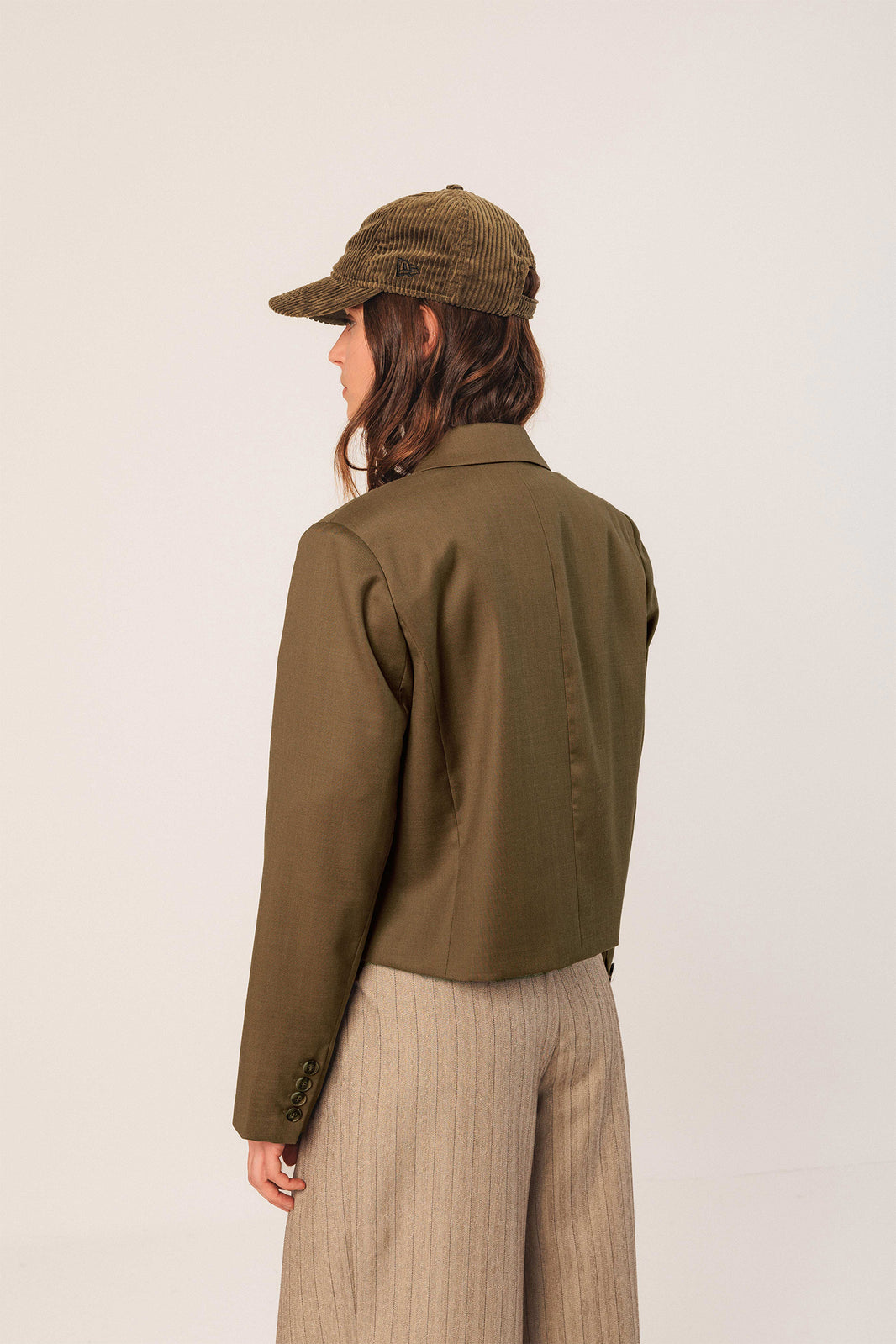 Lapel Crop Blazer In Mink