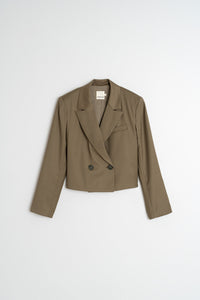 Lapel Crop Blazer In Mink