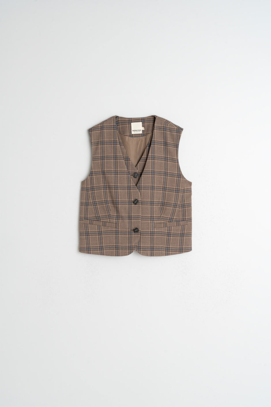 Double Crossover Vest In Mink Plaid