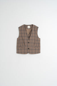 Double Crossover Vest In Mink Plaid