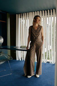 Paty Straight Pants In Mink Plaid