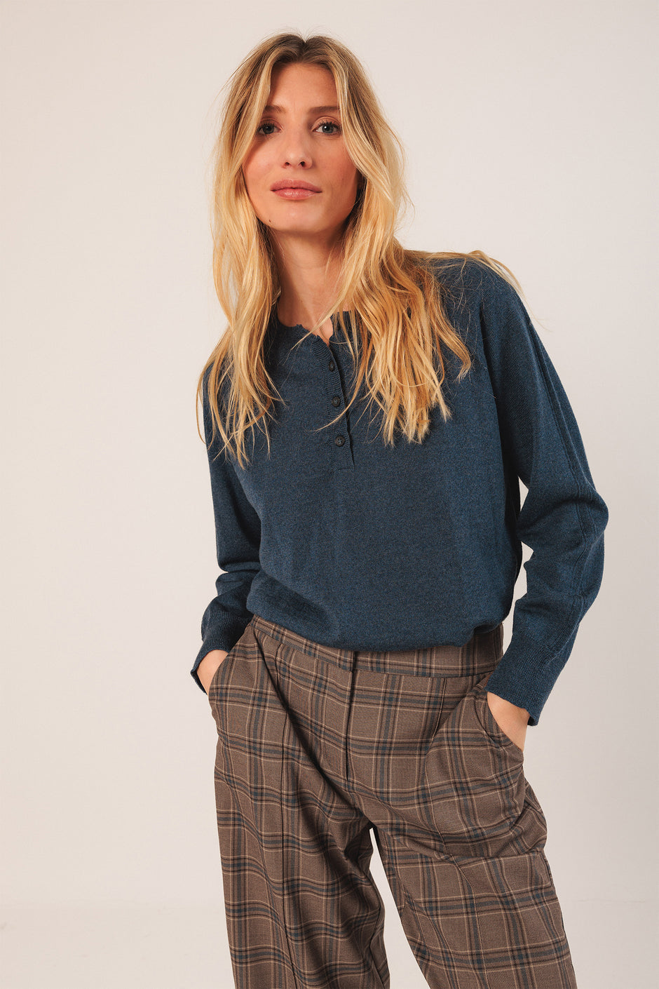 Paty Straight Pants In Mink Plaid