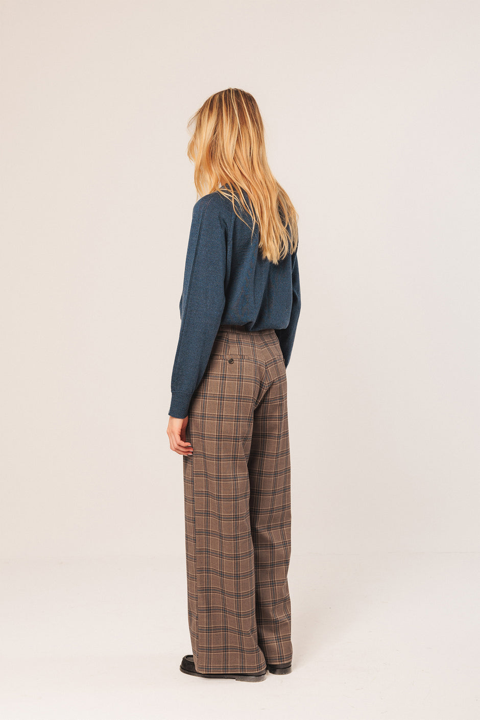 Paty Straight Pants In Mink Plaid