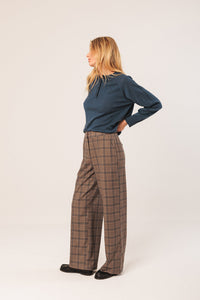 Paty Straight Pants In Mink Plaid