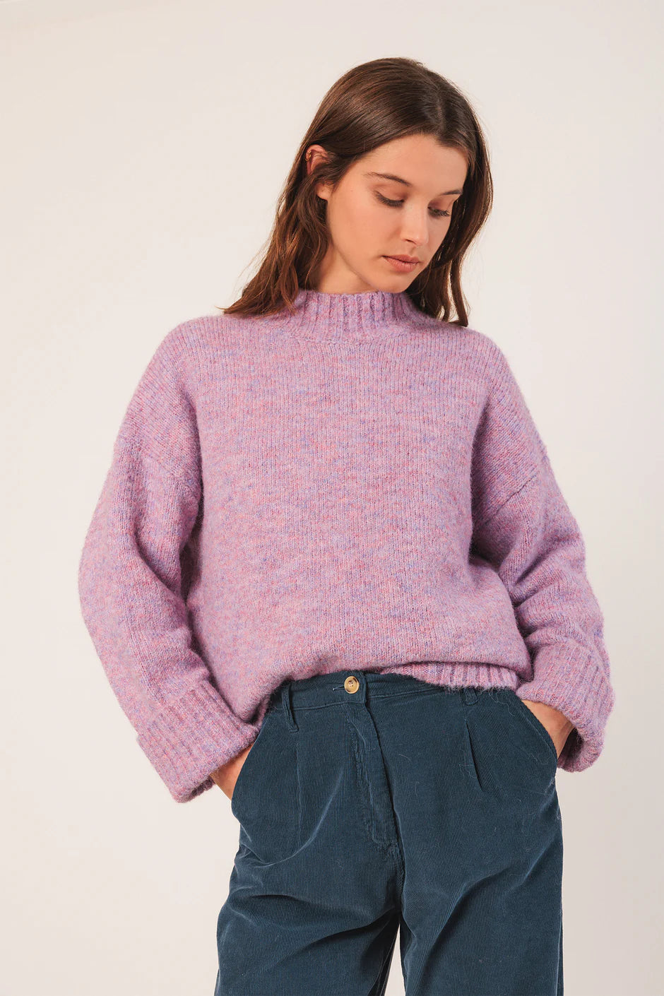 Perkins Collar Sweatshirt In Purple