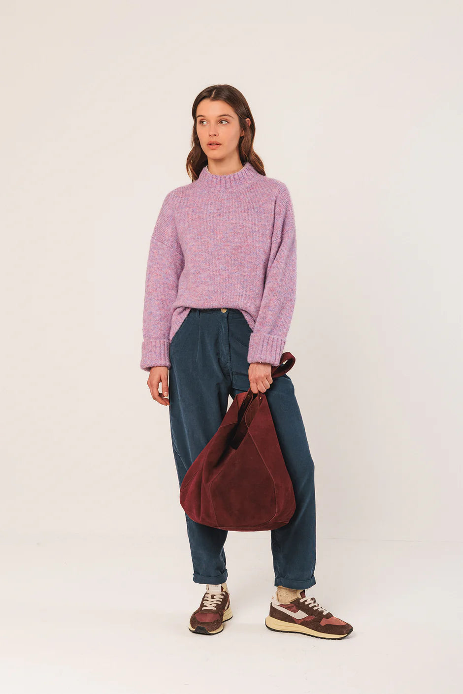 Perkins Collar Sweatshirt In Purple