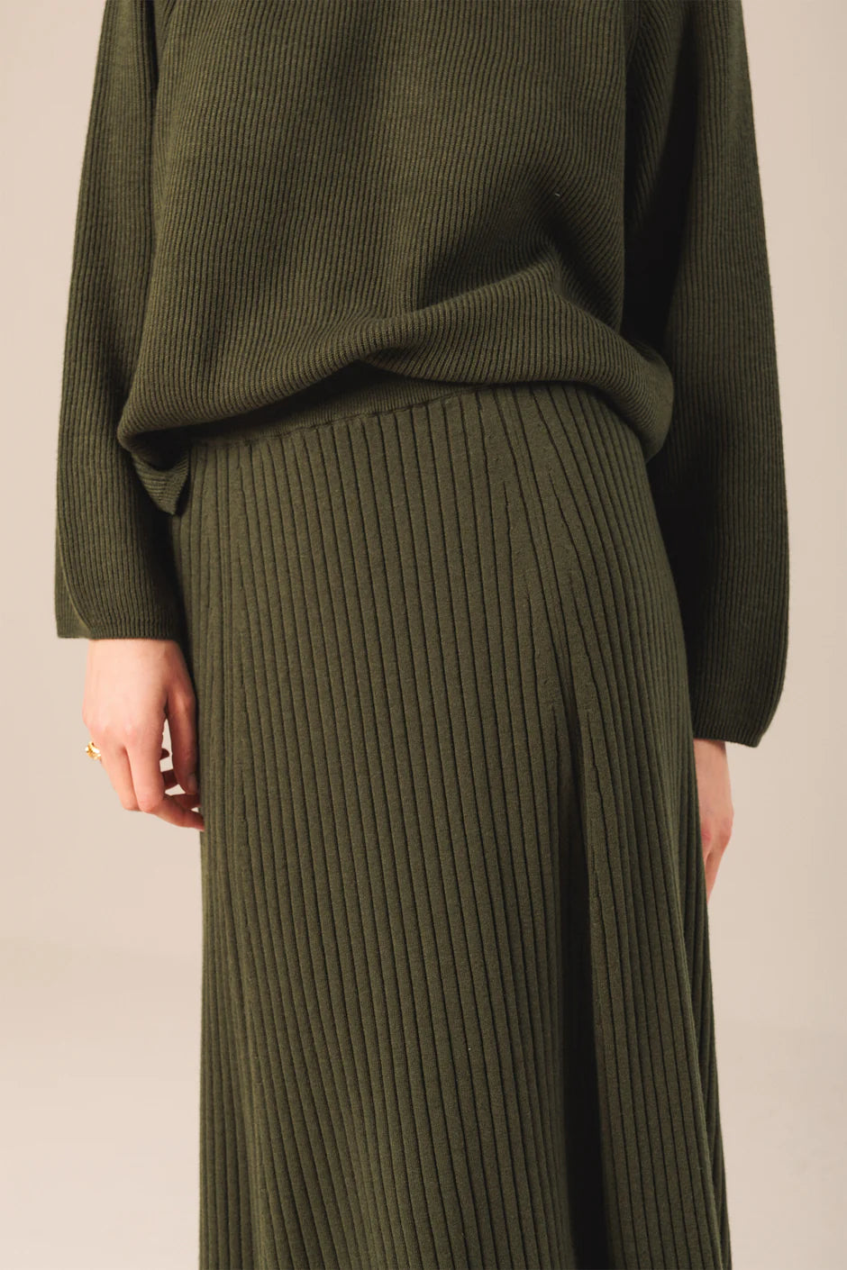 Ribbed Knit Skirt In Green