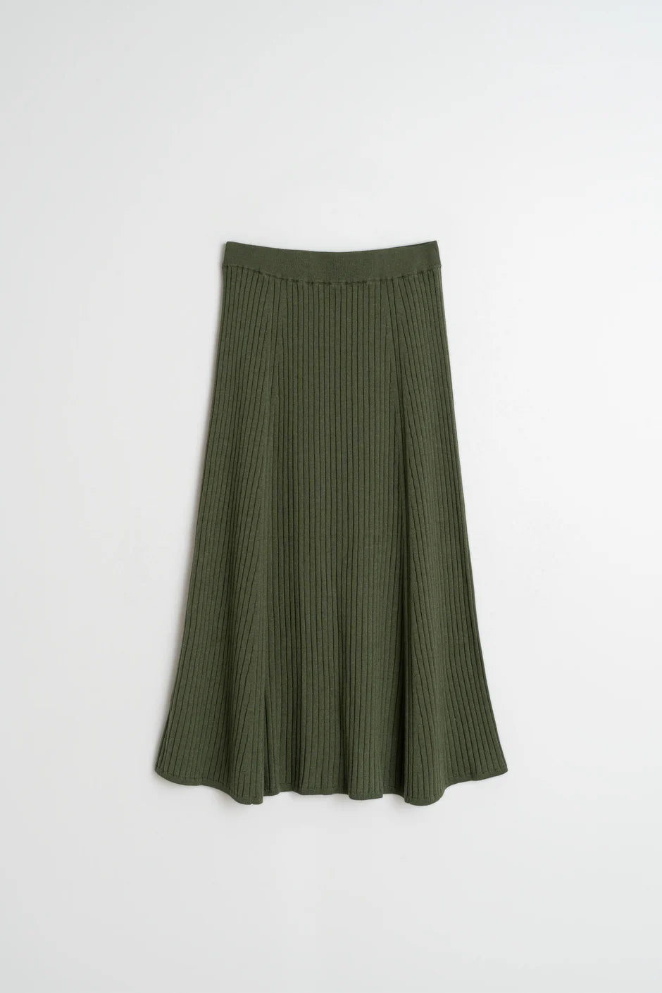 Ribbed Knit Skirt In Green