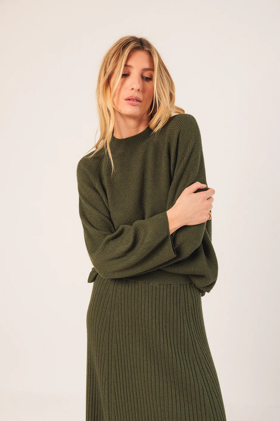 Ribbed Sweater In Green