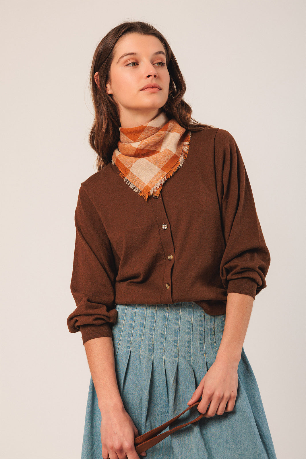 Vichy Check Handkerchief In Pumpkin