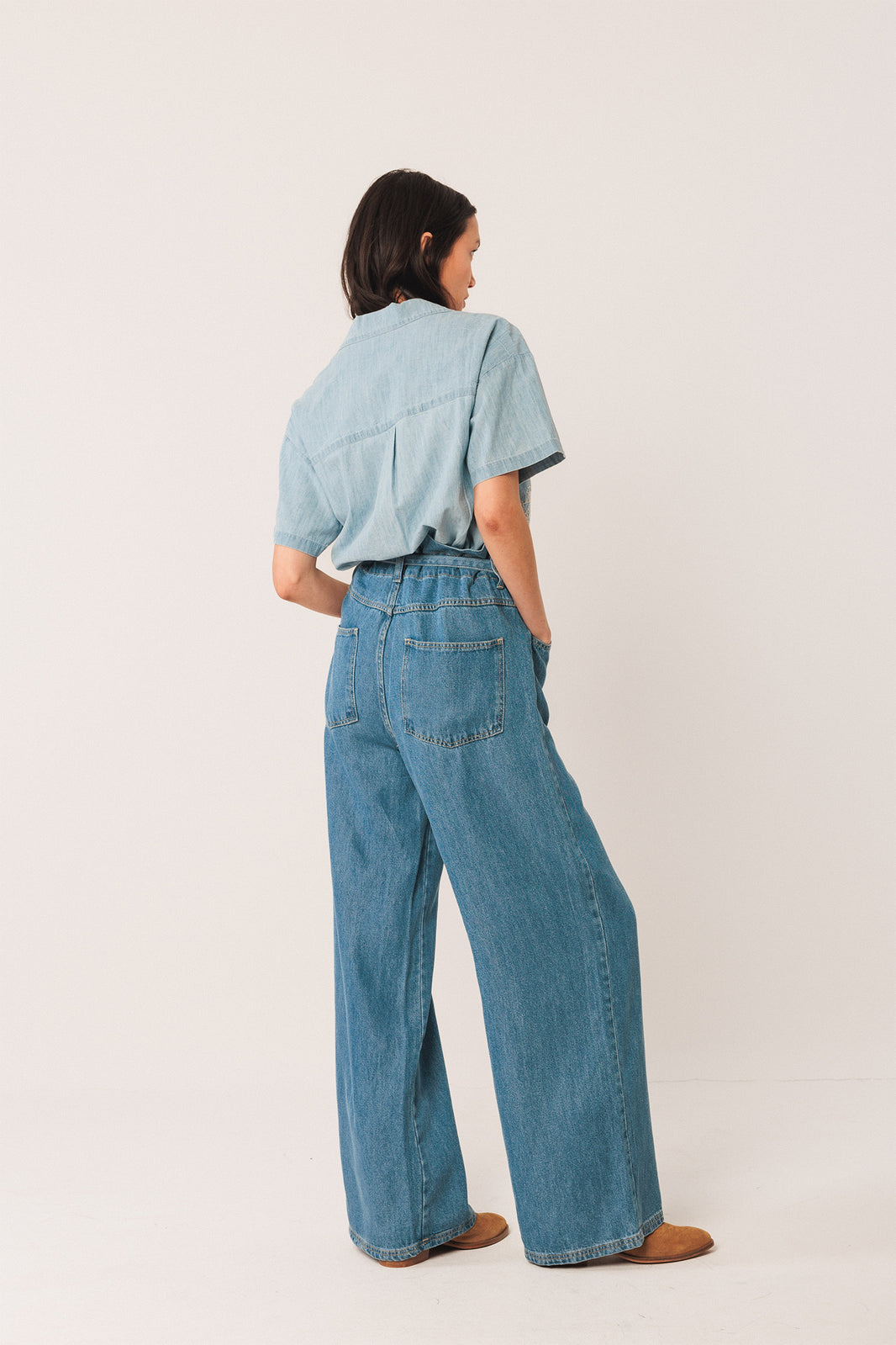 Embroidered Denim Shirt In Super Stone Wash