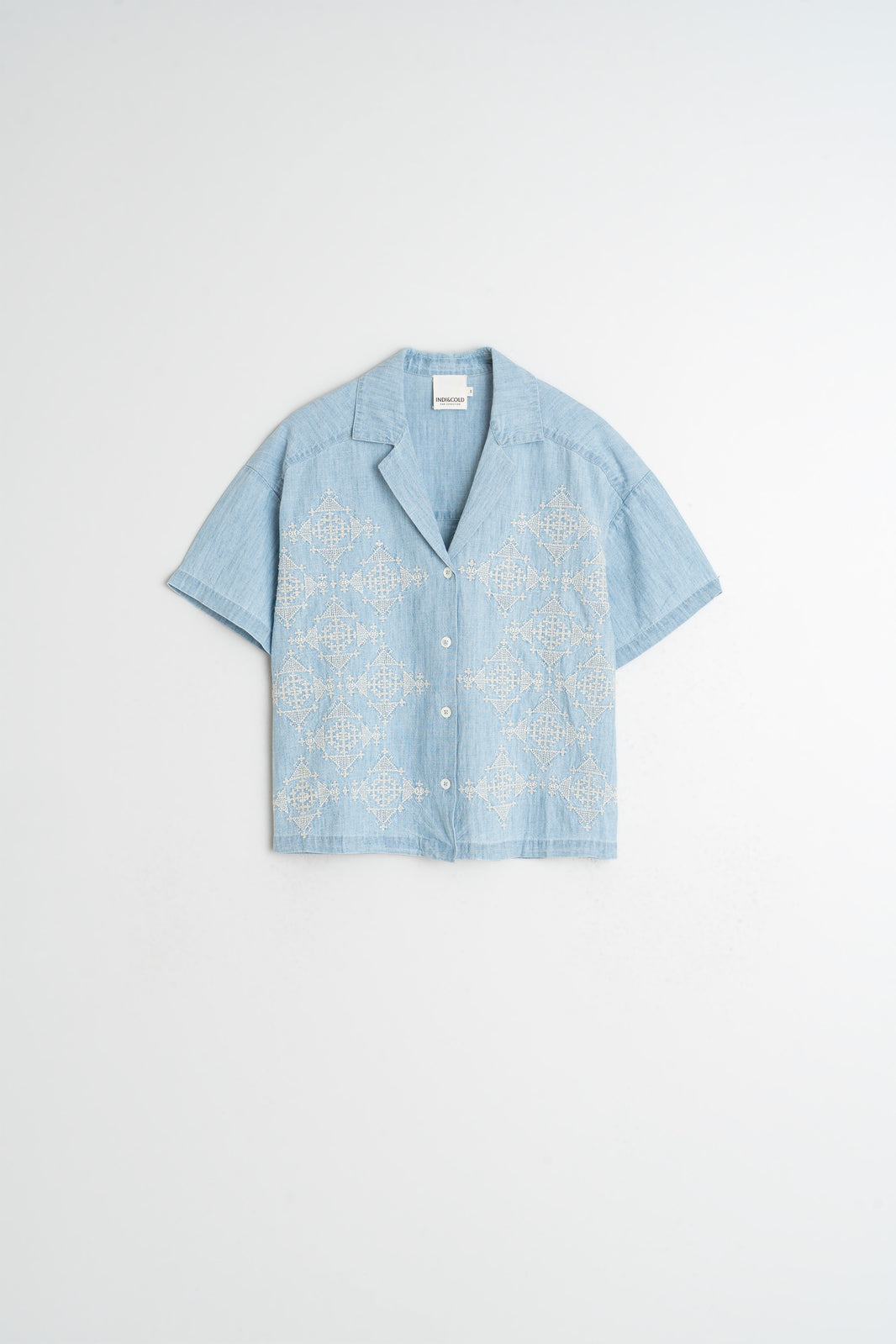 Embroidered Denim Shirt In Super Stone Wash