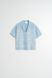 Embroidered Denim Shirt In Super Stone Wash