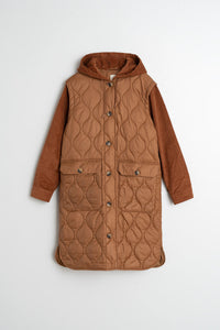 Corduroy Quilted Coat In Almond