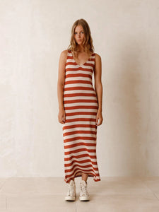Terracotta Knit Stripe Dress