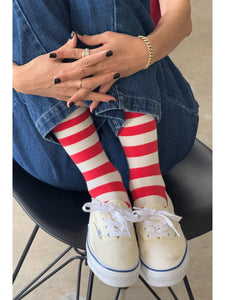 Wally Socks In Wide Red Stripe