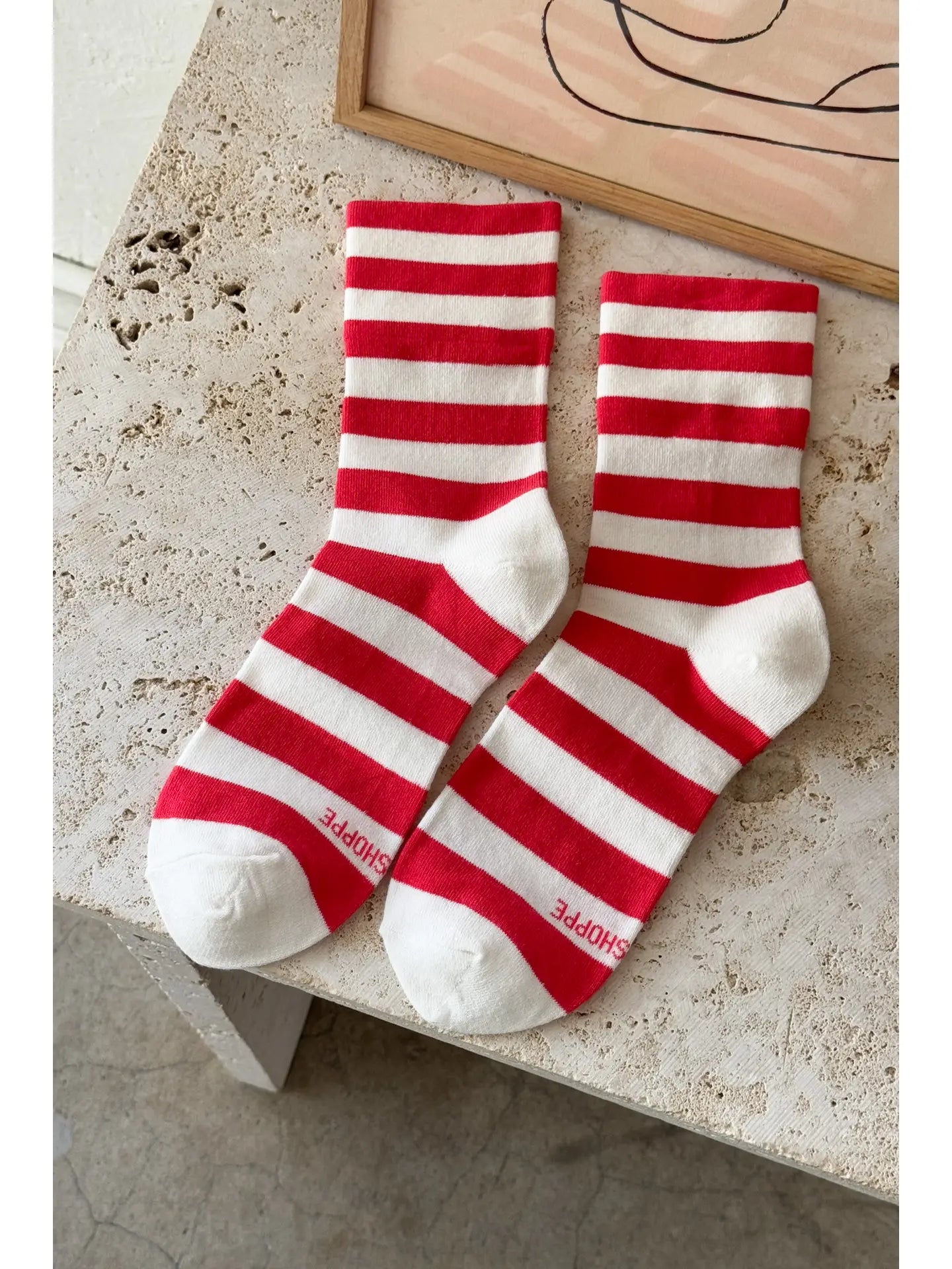 Wally Socks In Wide Red Stripe