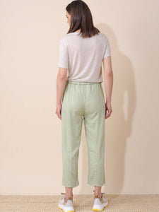 Elastic Waist Trousers In Mint Green